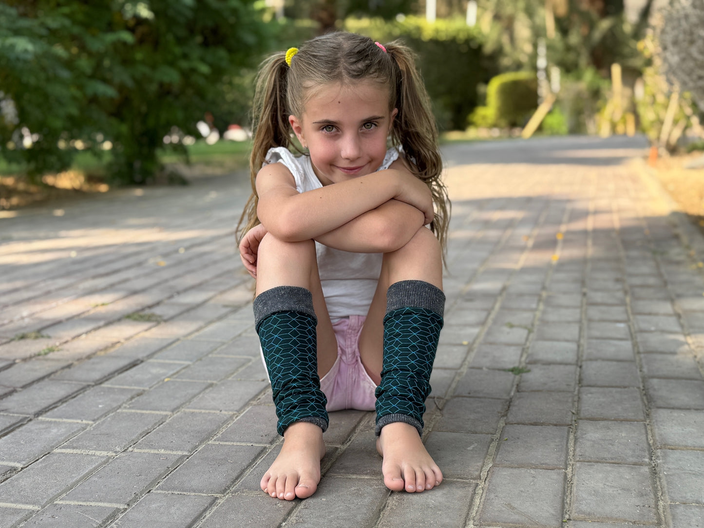 Beinstulpen zum Wenden für Kinder in grau türkis