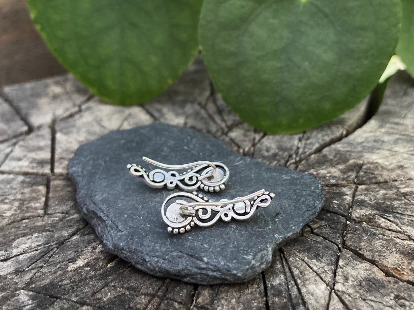 Earclimber earrings with freshwater pearls made of silver