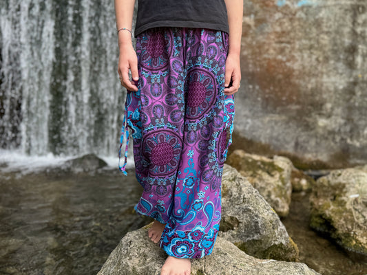 blau lila gemusterte Pluderhose für Kinder