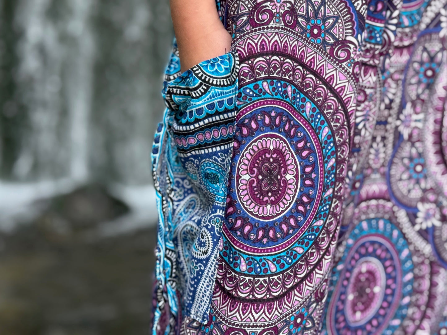 blau rosa gemusterte Pluderhose für Kinder