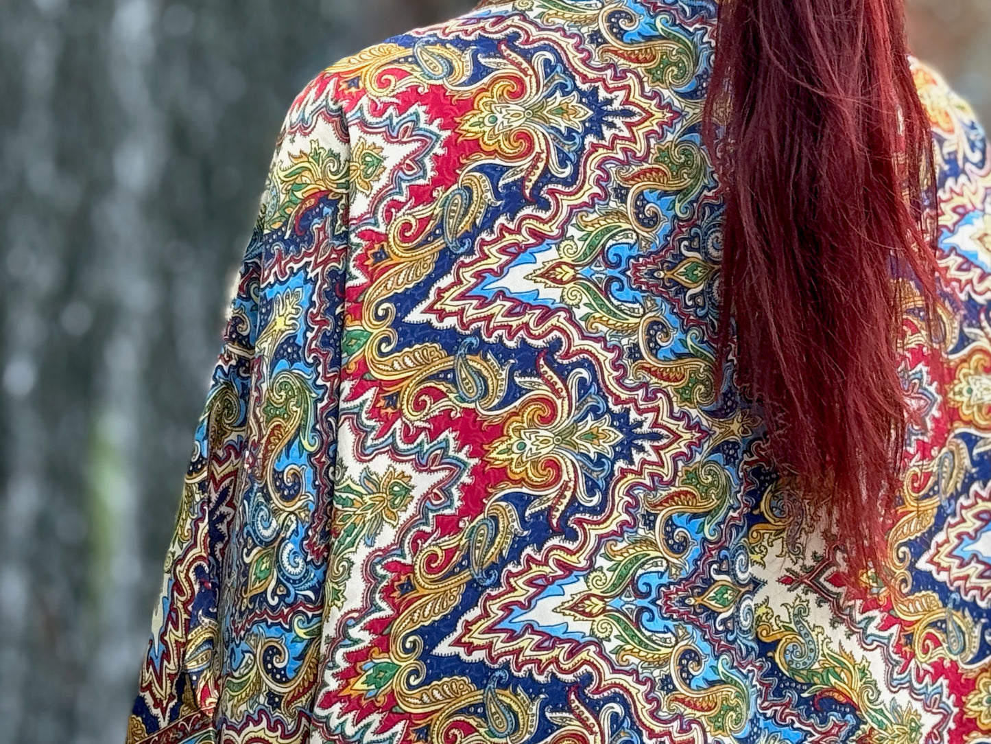 Leichter Boho Kimono mit buntem Paisley-Muster – luftige Kimono-Jacke für Damen rot/ blau/ gelb/ grün