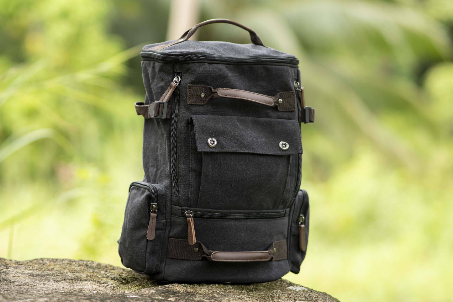 large canvas backpack in different colors