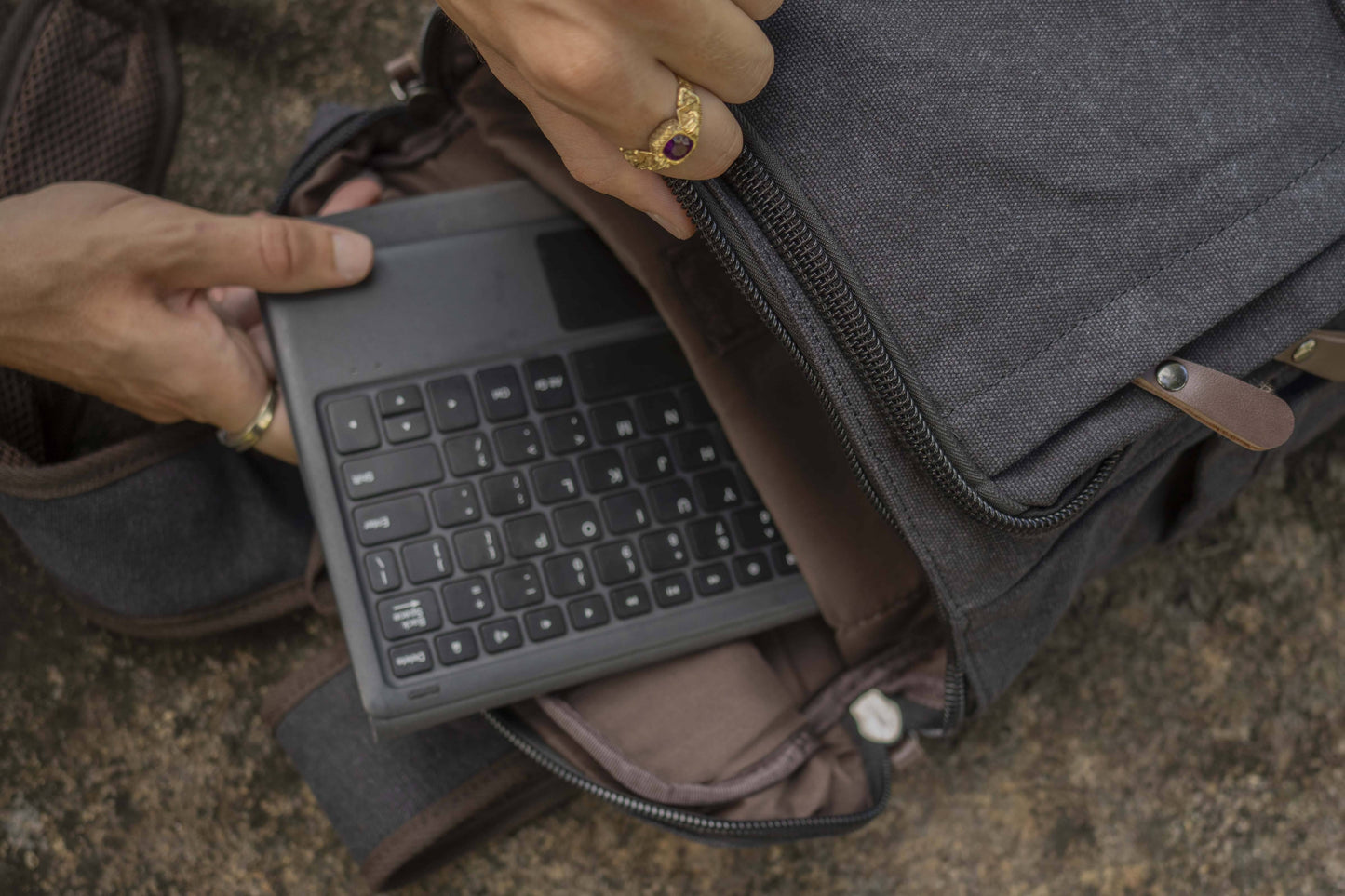 Canvas backpack in black