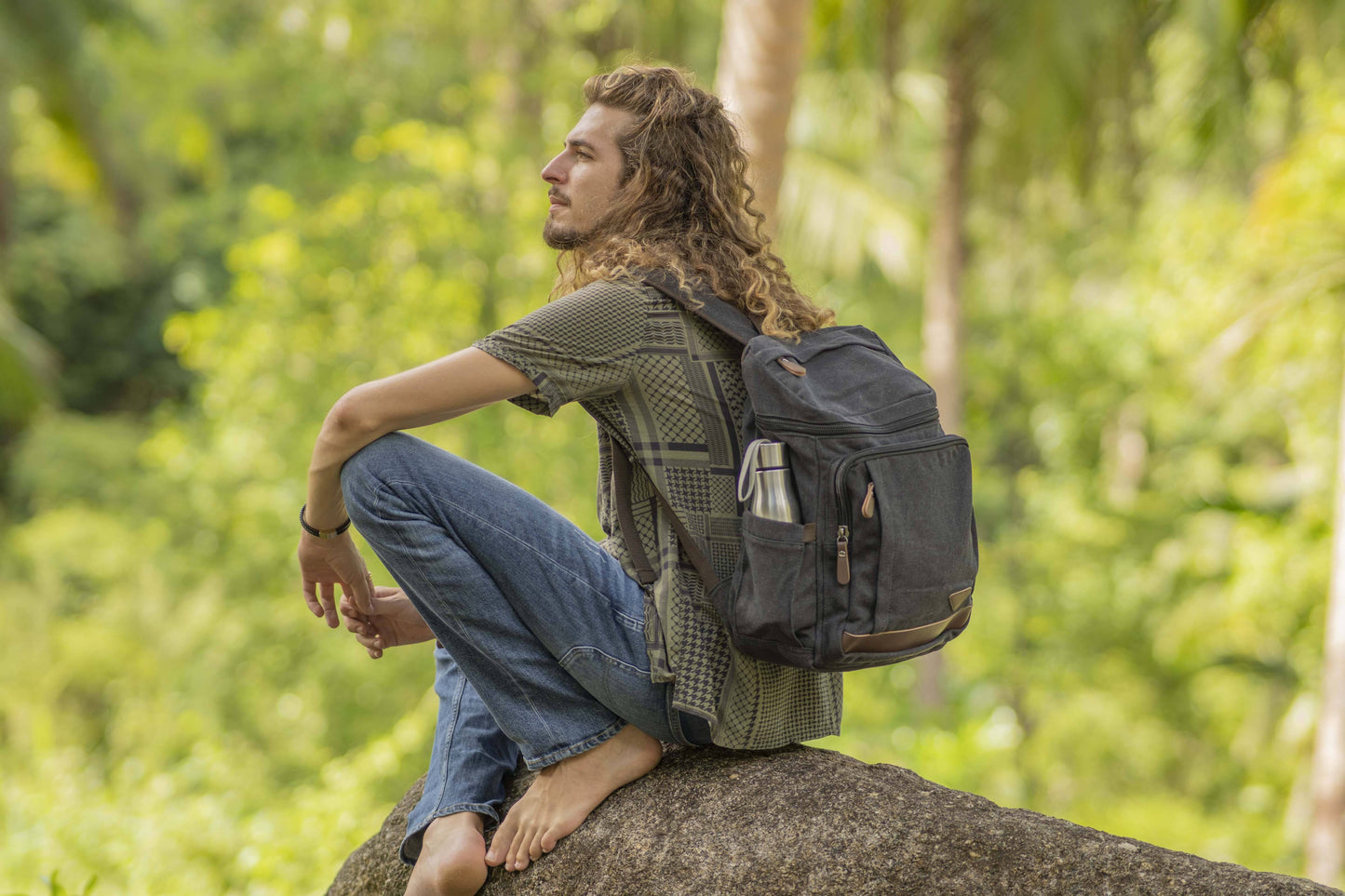 Canvas backpack in black