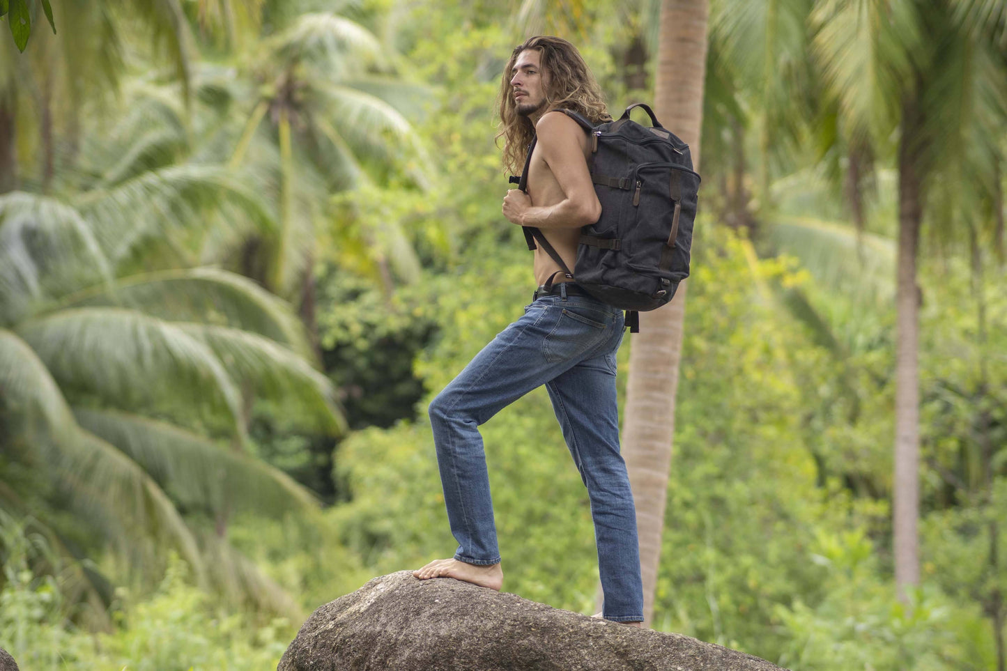 large practical canvas backpack and bag in one