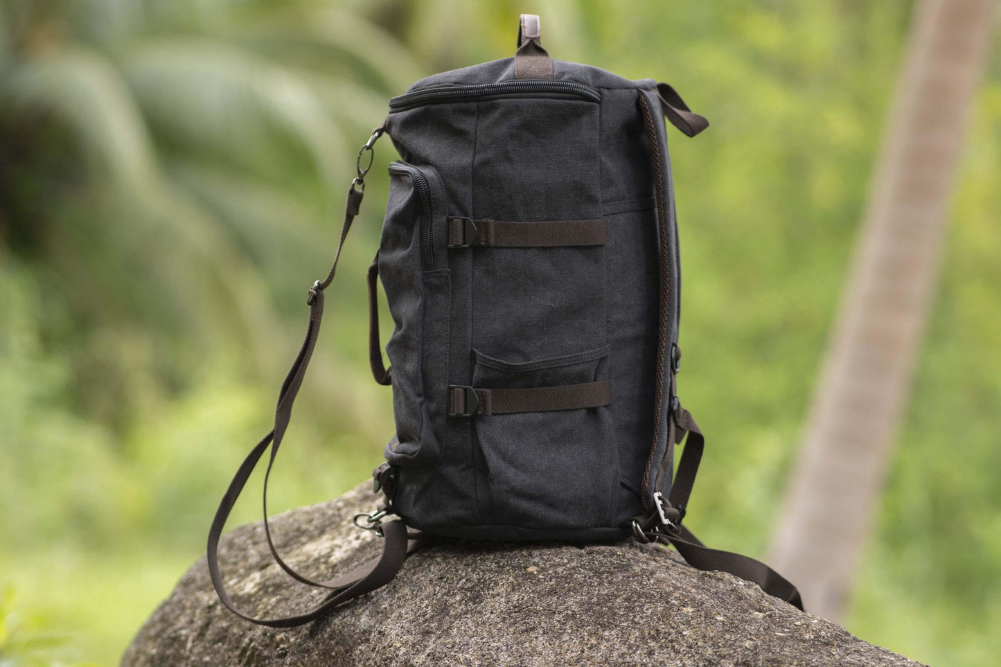 large practical canvas backpack and bag in one