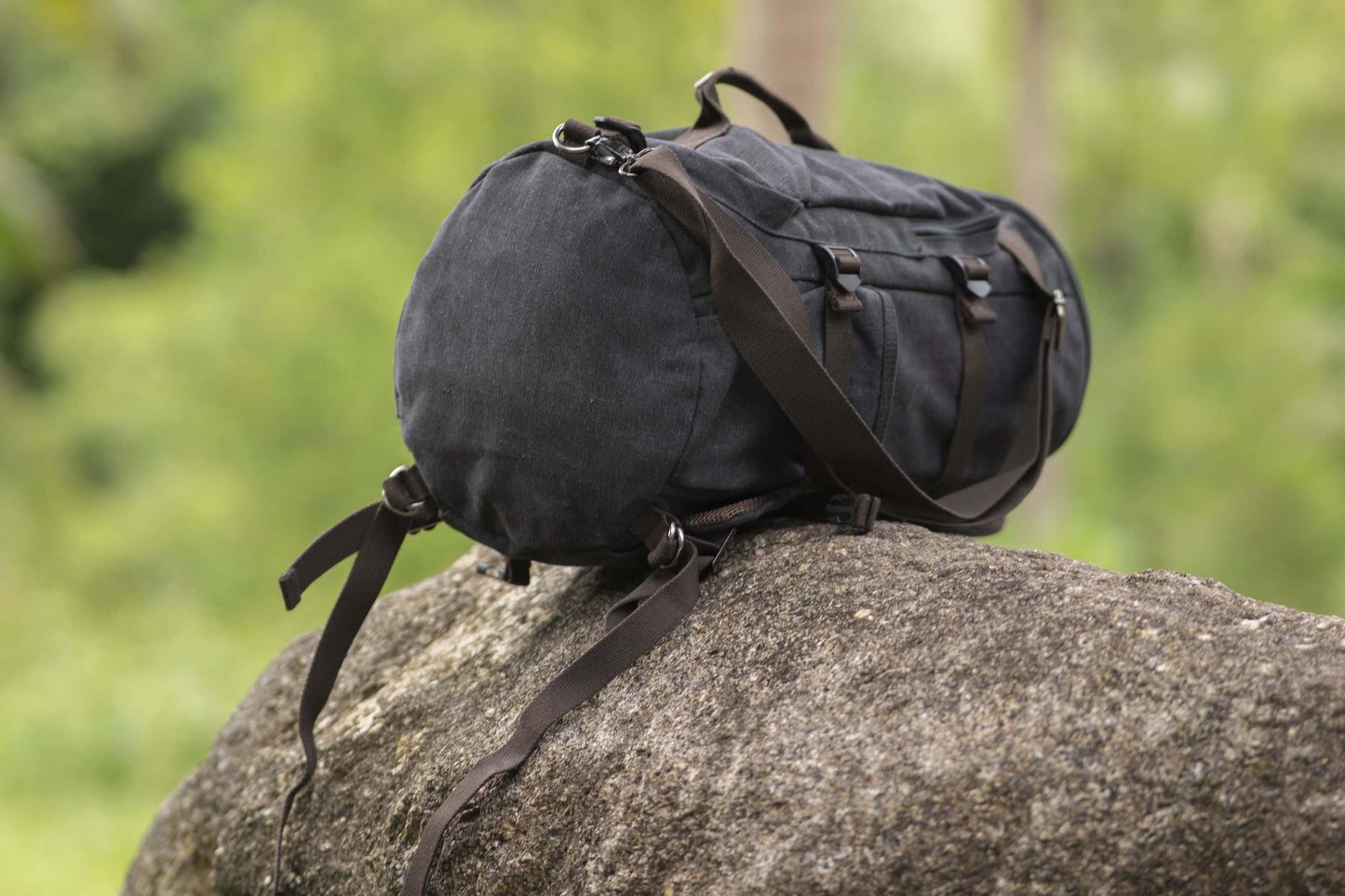 large practical canvas backpack and bag in one