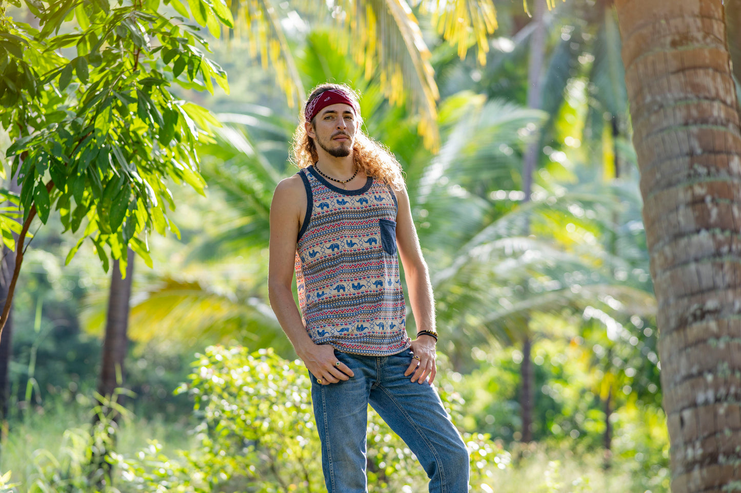 Tanktop mit Elefanten für Männer mit Brusttasche