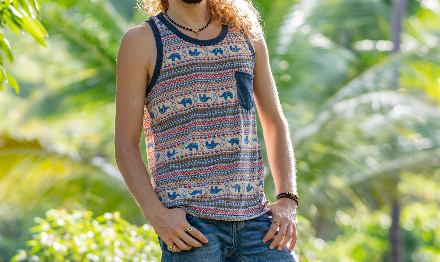 Tanktop mit Elefanten für Männer mit Brusttasche