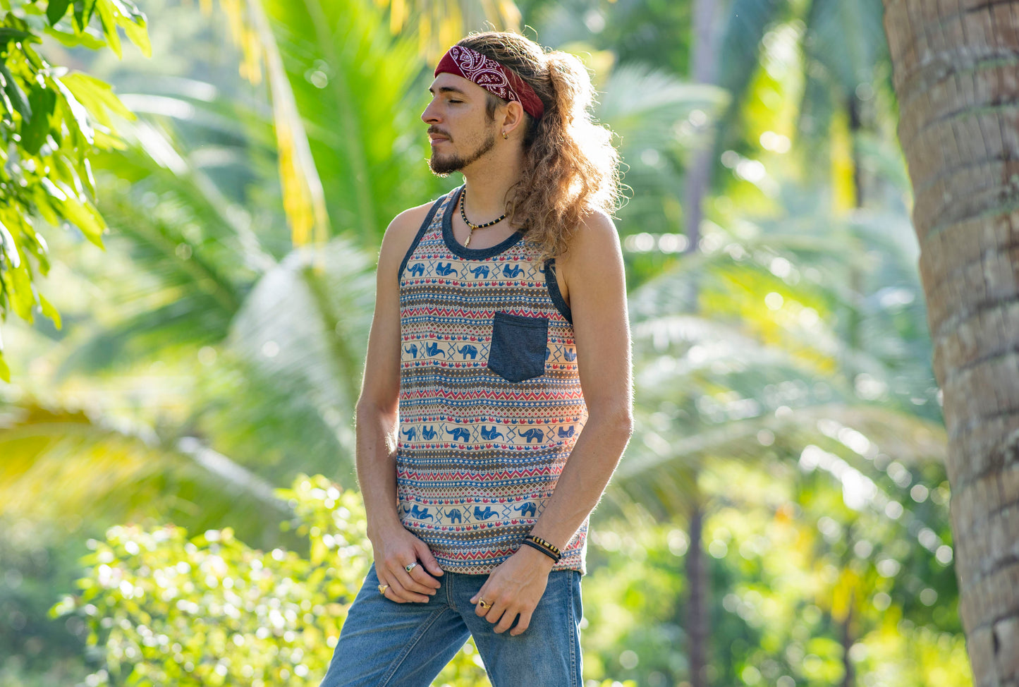 Tanktop mit Elefanten für Männer mit Brusttasche
