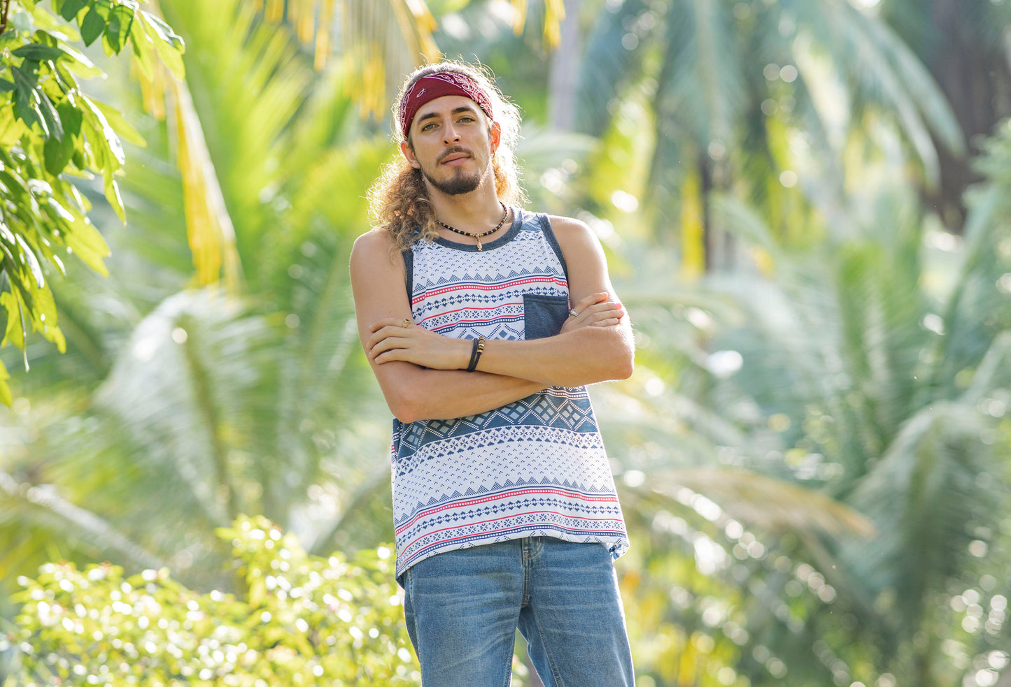 gemustertes Tanktop mit Brusttasche für Männer im lässigen Look