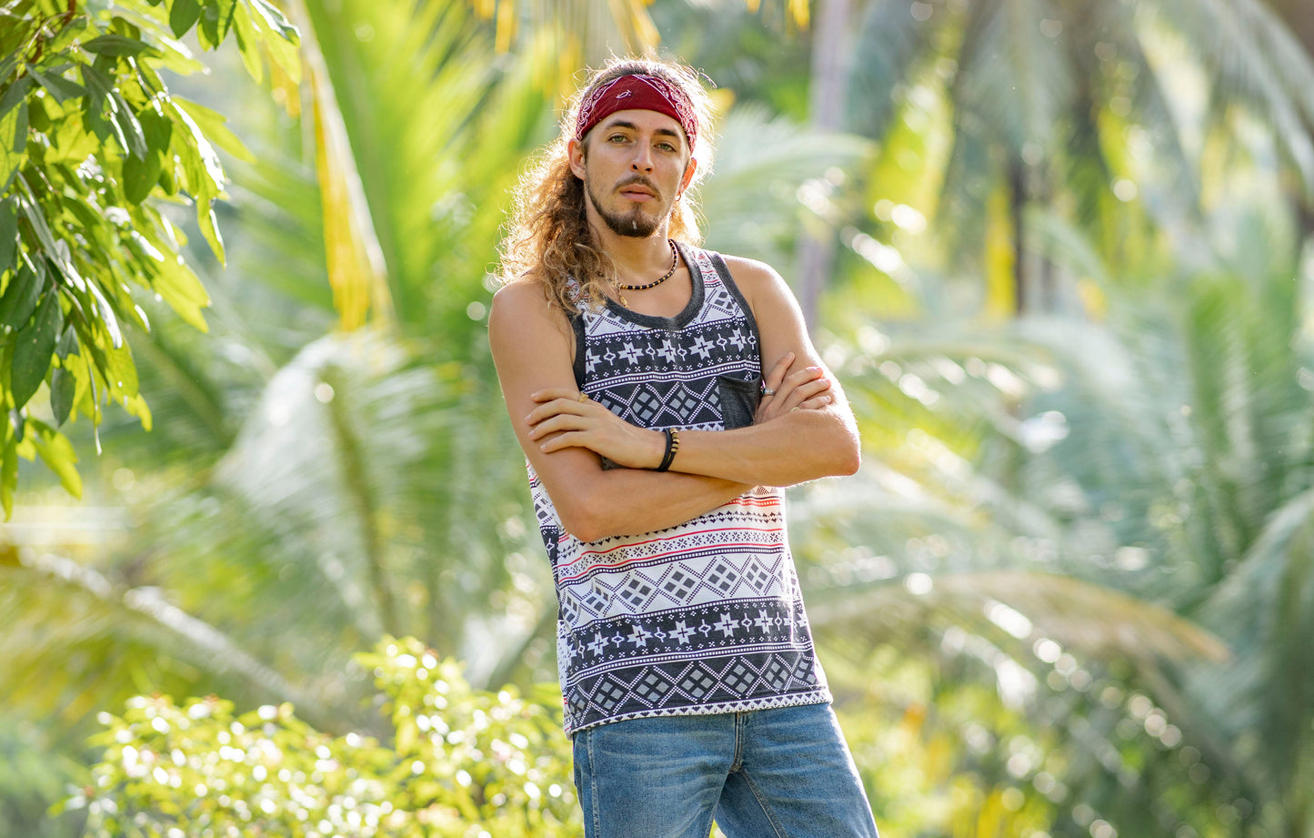 gemustertes Tanktop mit Brusttasche für Männer im lässigen Look