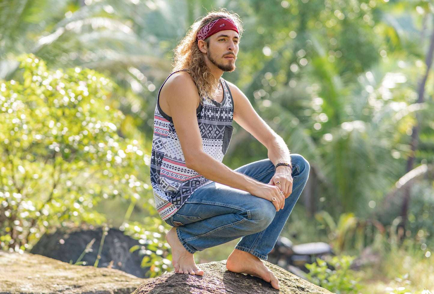 gemustertes Tanktop mit Brusttasche für Männer im lässigen Look