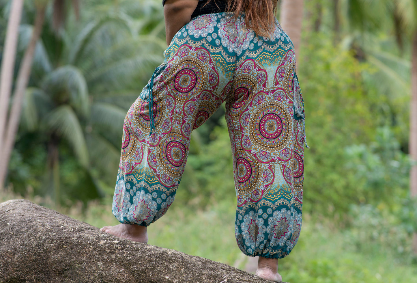PLUS SIZE colorful patterned harem pants with pockets for adults