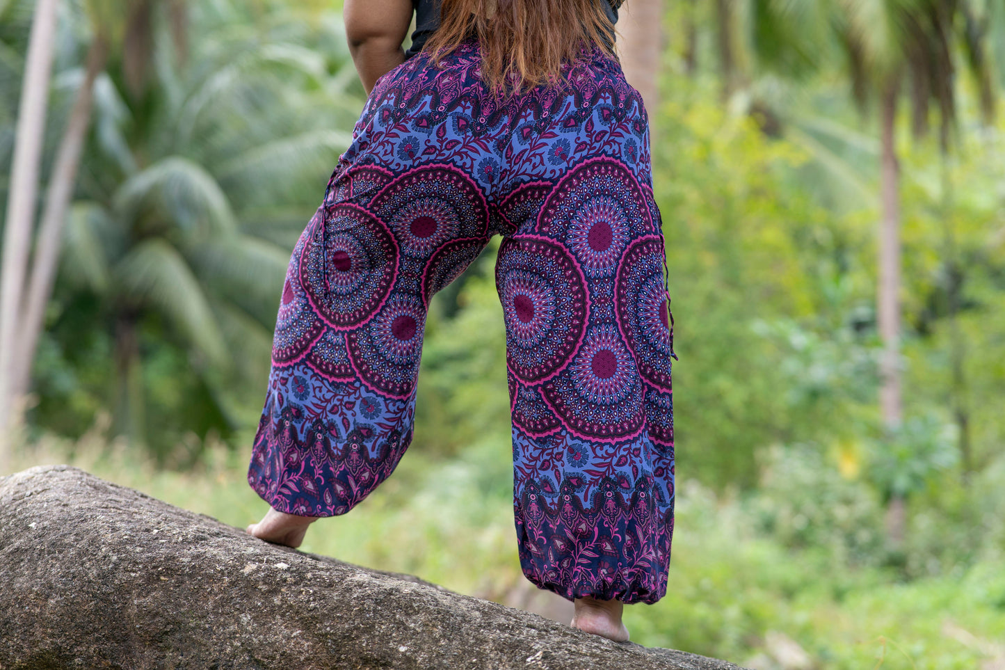 PLUS SIZE harem pants with mandala pattern in pink purple