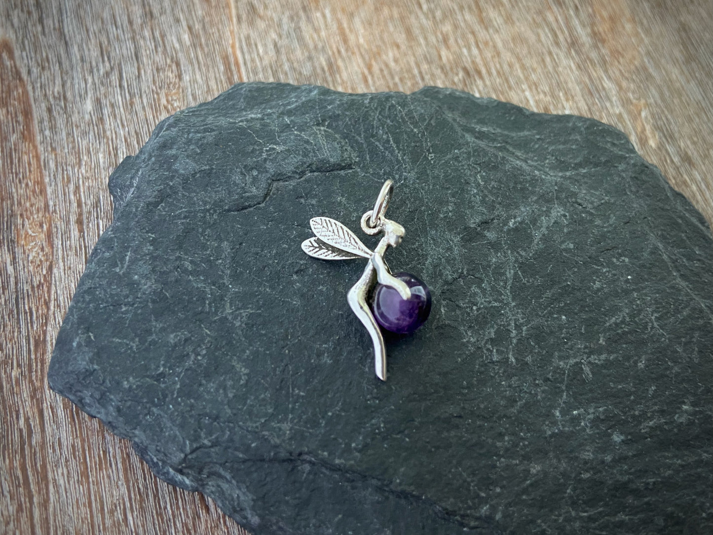 small lucky elf pendant with stone made of silver, fairy, elf