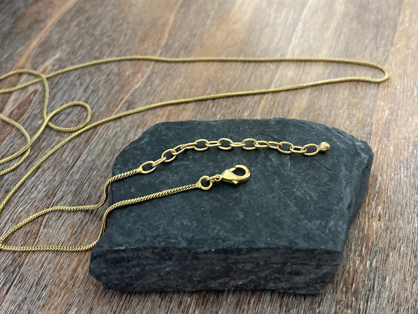 Adjustable snake chain with brass carabiner in different lengths