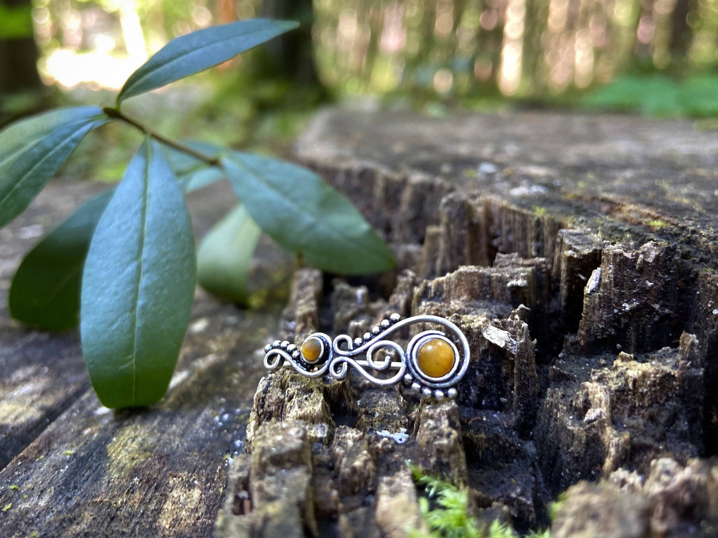 Earclimber Ohrringe mit Tigerauge Steinen aus Silber