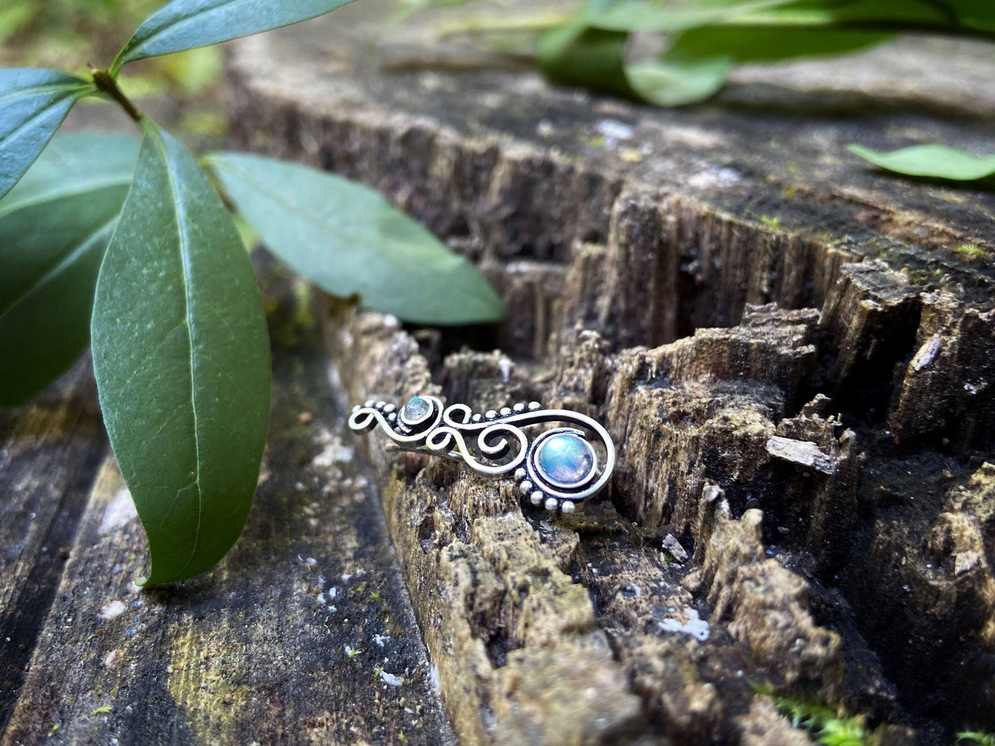 Earclimber Ohrringe mit Labradorit Steinen aus Silber