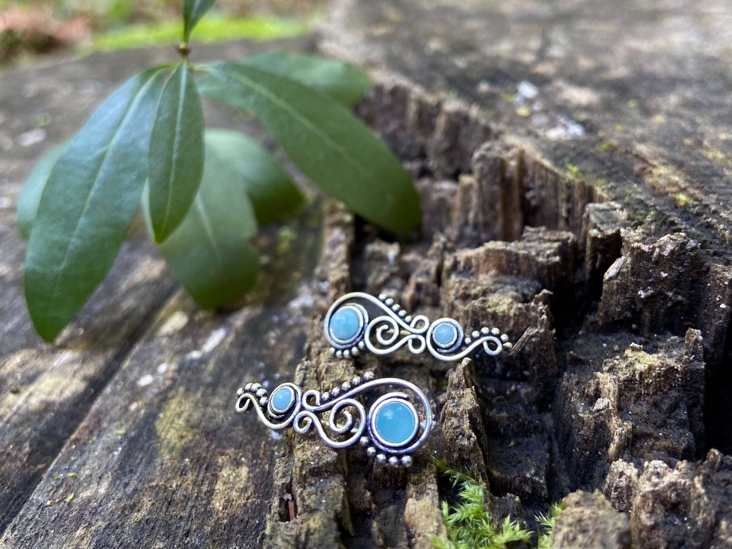 Earclimber Ohrringe mit Larimar Steinen aus Silber