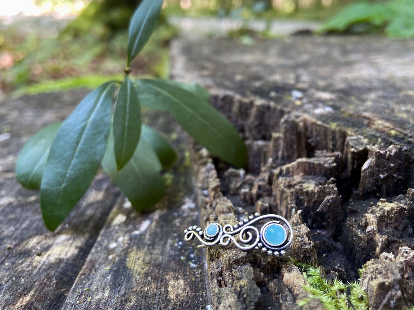 Earclimber Ohrringe mit Larimar Steinen aus Silber