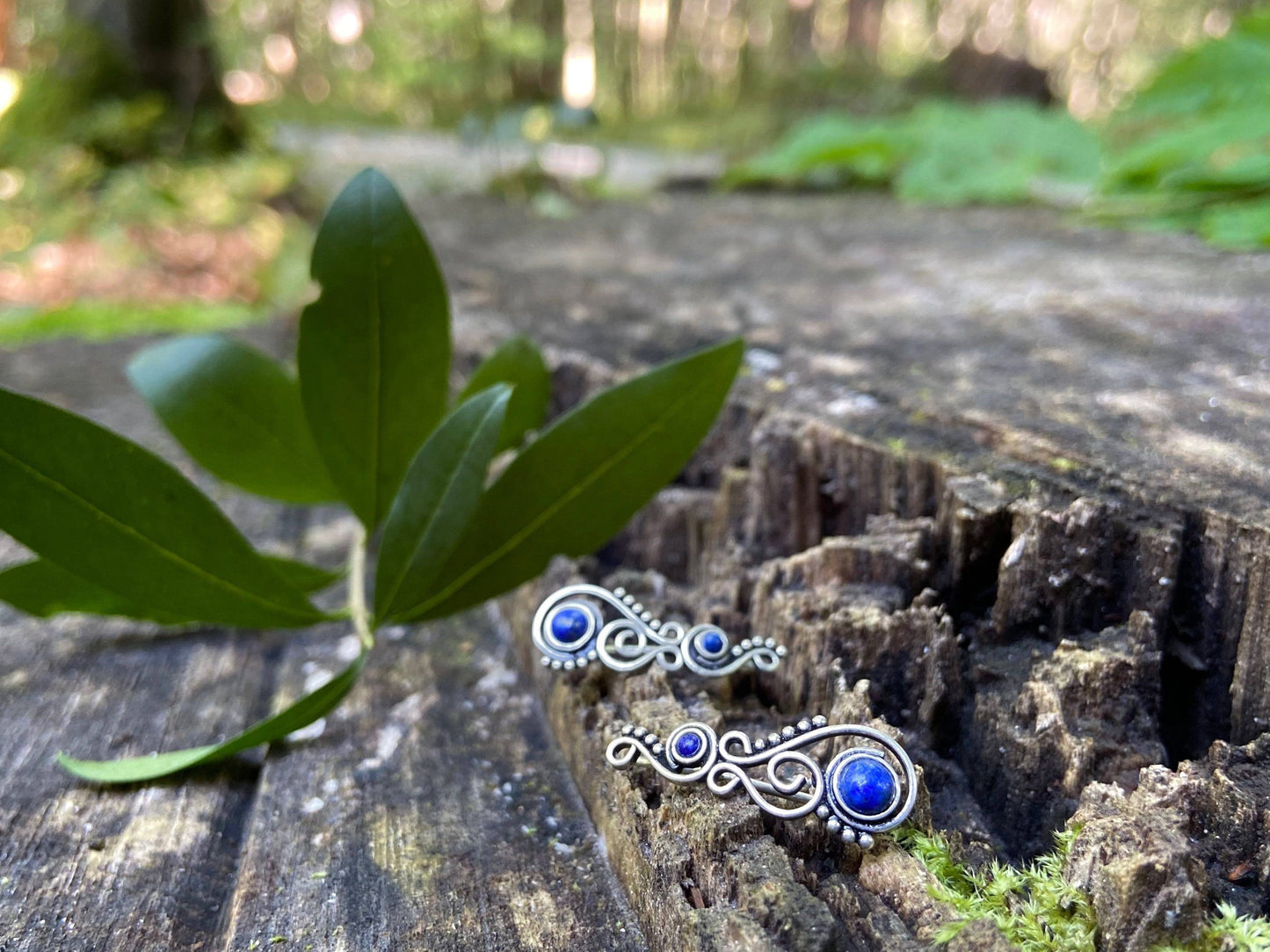 Earclimber Ohrringe mit Lapislazuli Steinen aus Silber