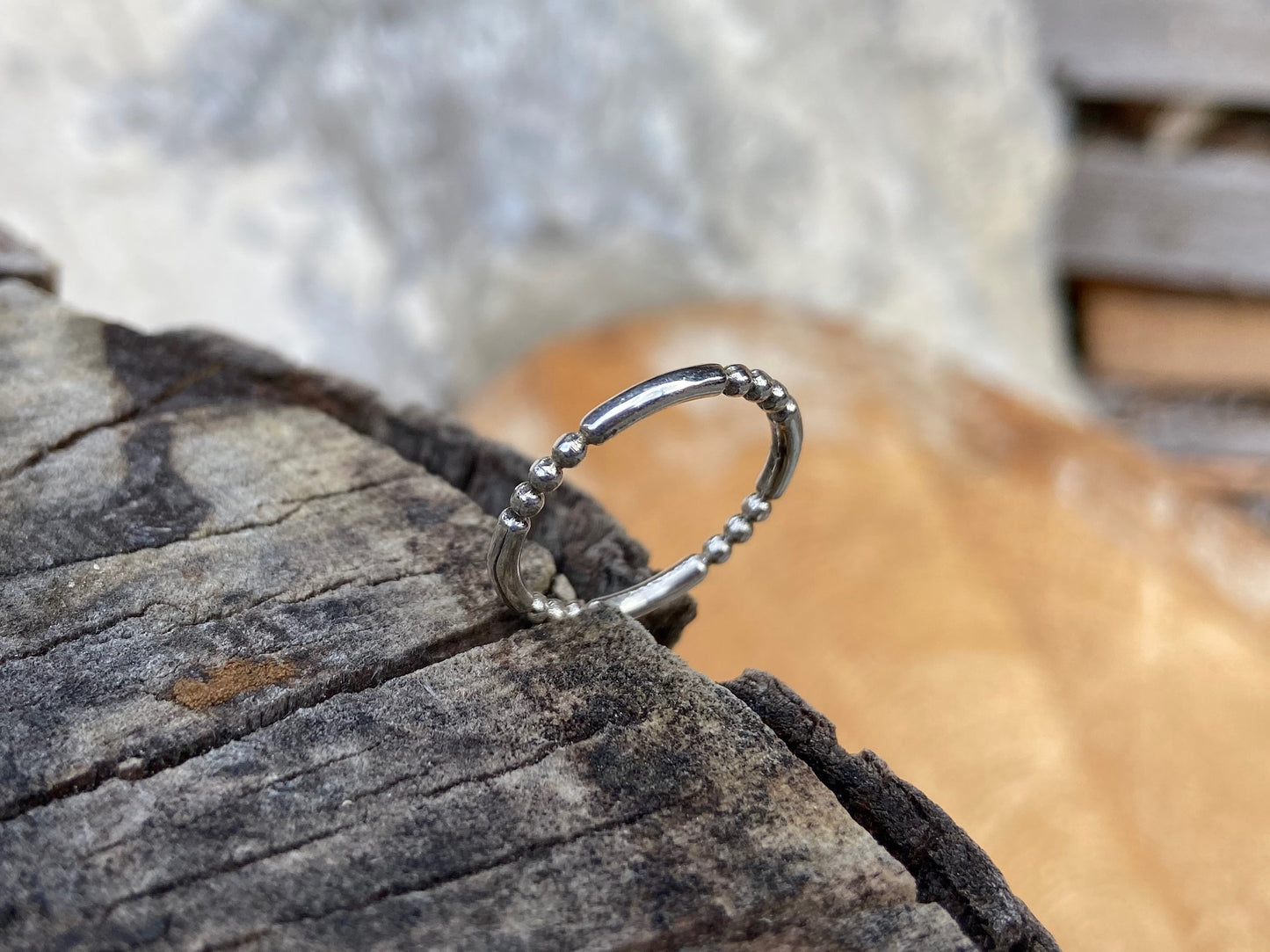 simple ball ring made of silver