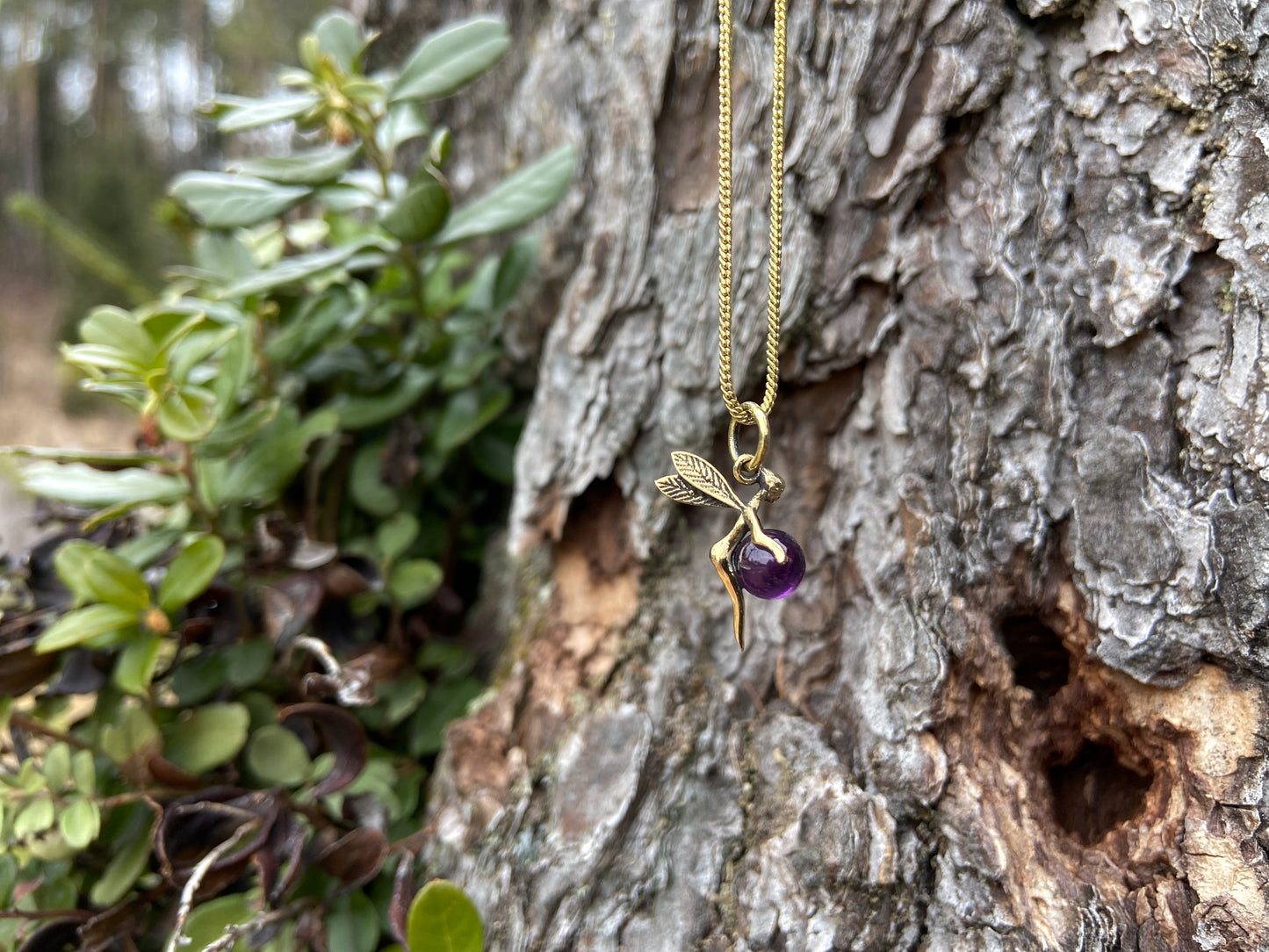 small lucky elf pendant with stone made of brass, fairy, elf