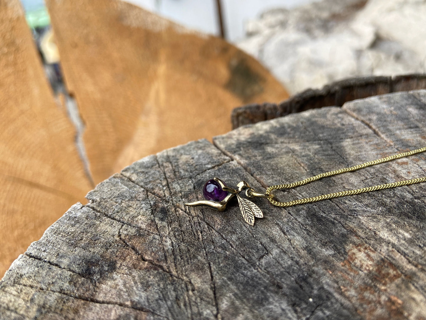 small lucky elf pendant with stone made of brass, fairy, elf