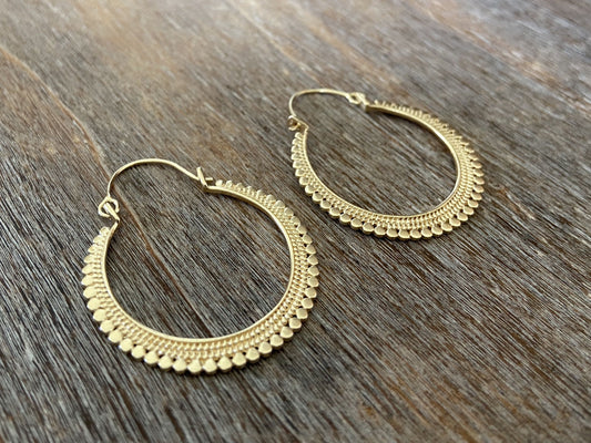 simple patterned hoop earrings gold plated