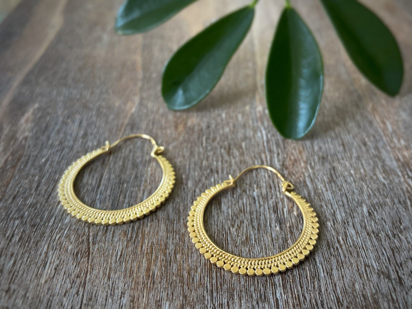 simple patterned hoop earrings gold plated