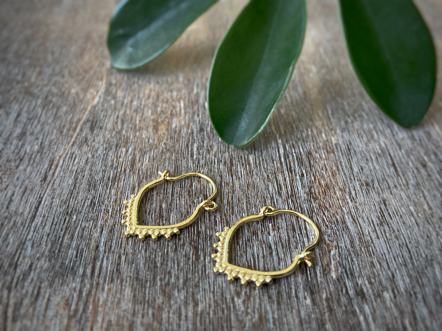 small hoop earrings with gold plated dots