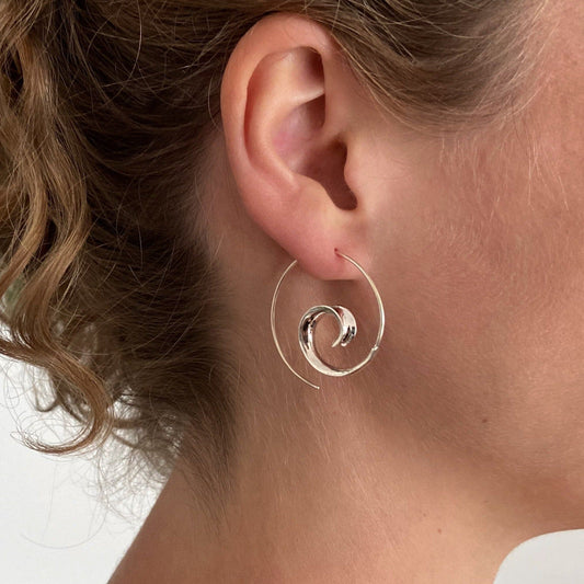 small classic spiral hoop earrings made of silver