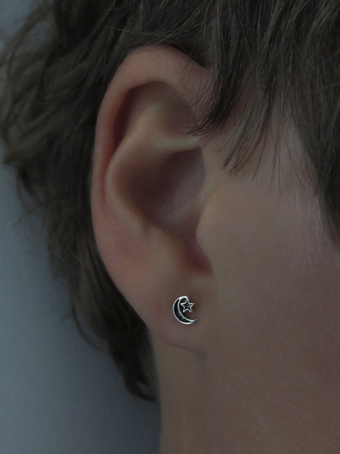 kleine Mond Stern Ohrstecker aus Silber