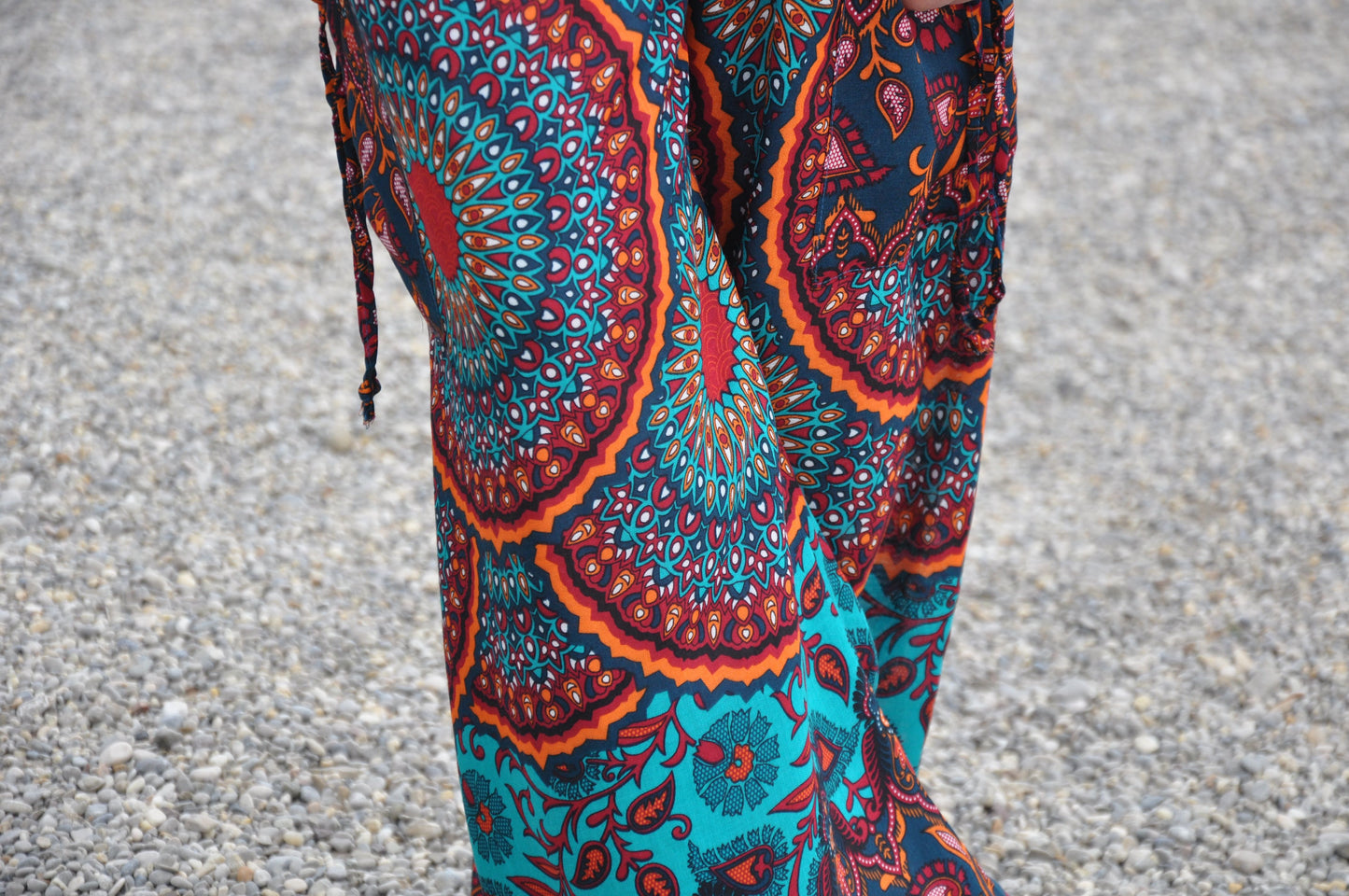 red orange turquoise patterned harem pants for children