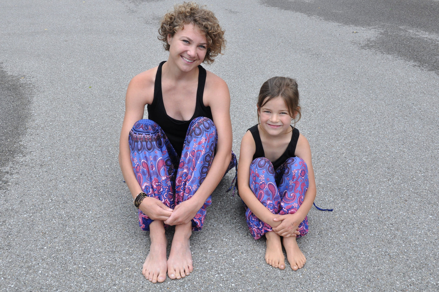 blue pink patterned harem pants for children