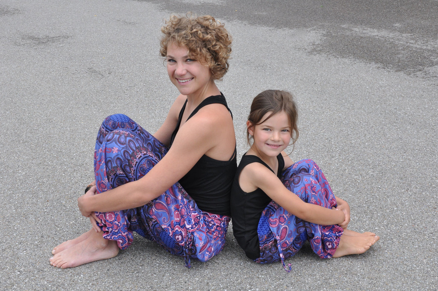 blue pink patterned harem pants for children