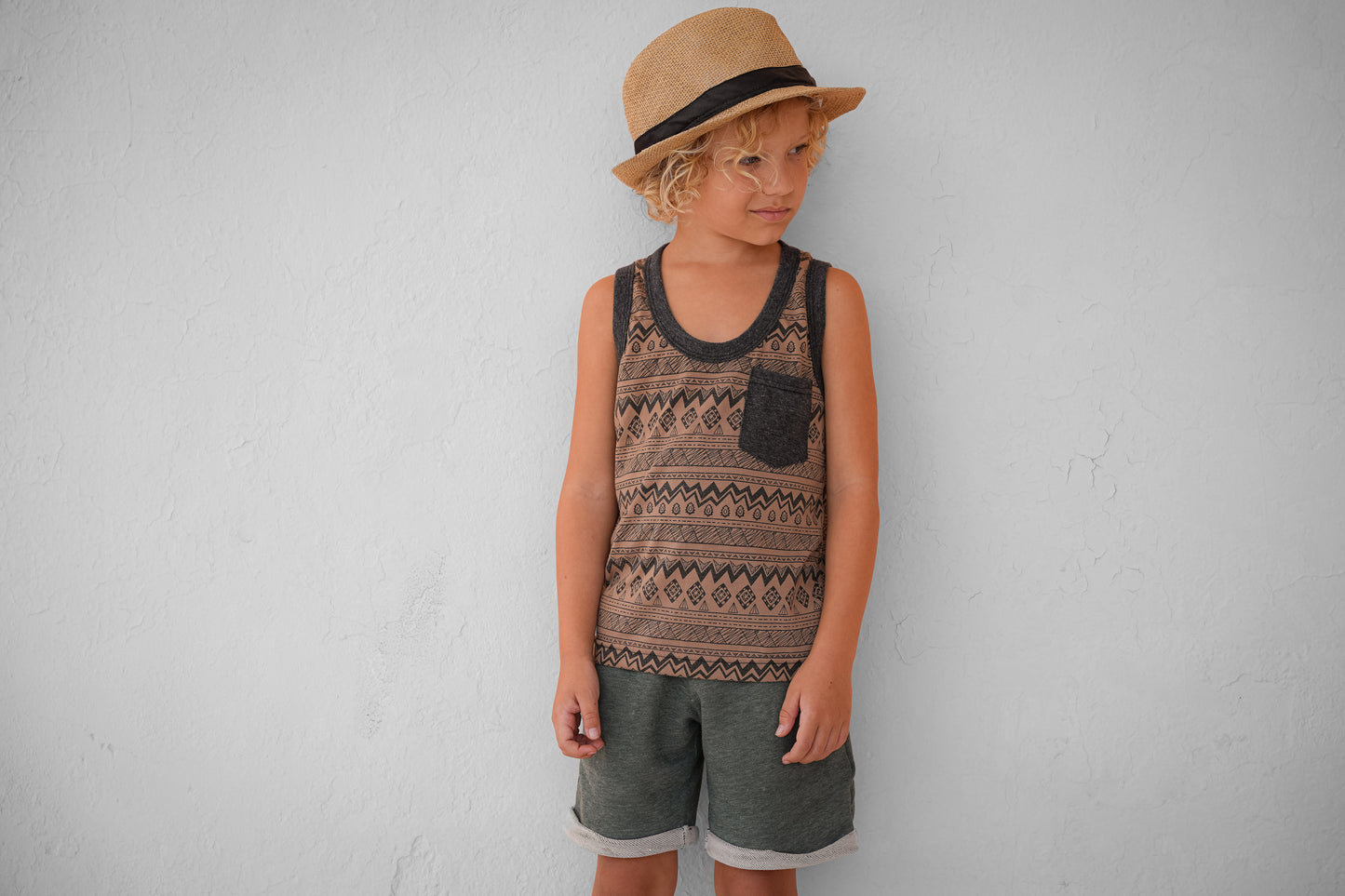 braun grau gemustertes Tanktop für Kinder