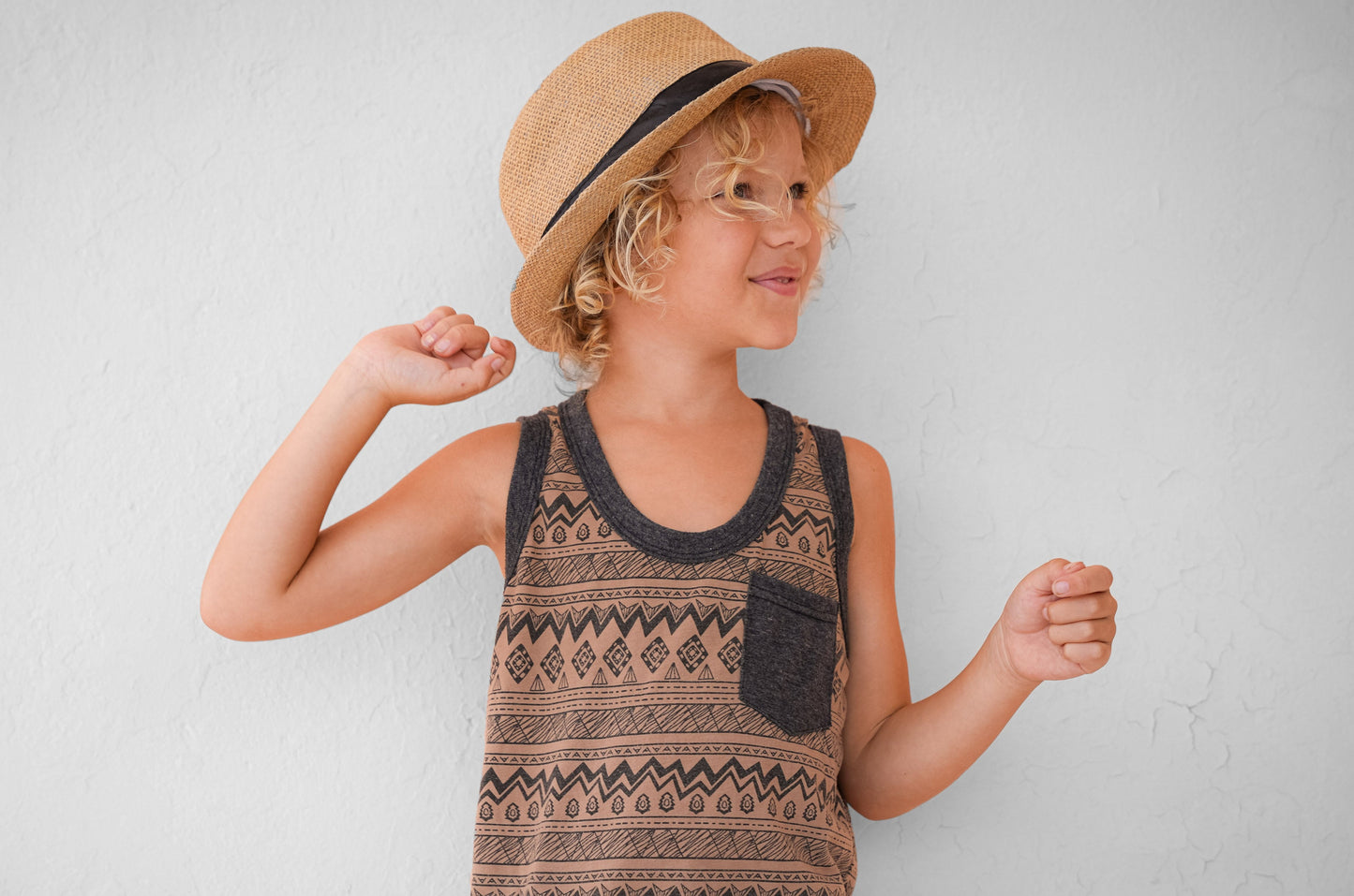 braun grau gemustertes Tanktop für Kinder