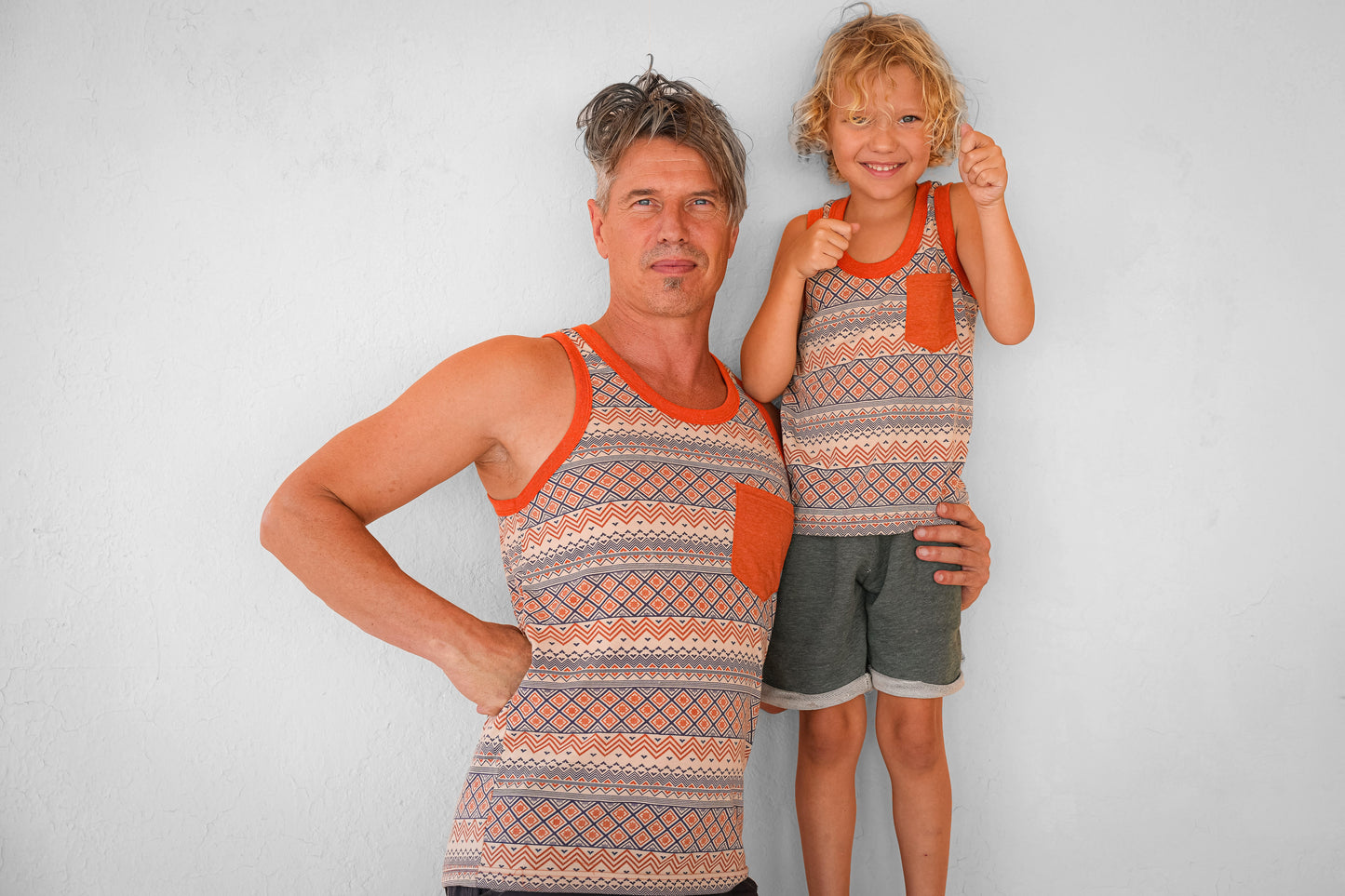 orange blue patterned tank top for kids