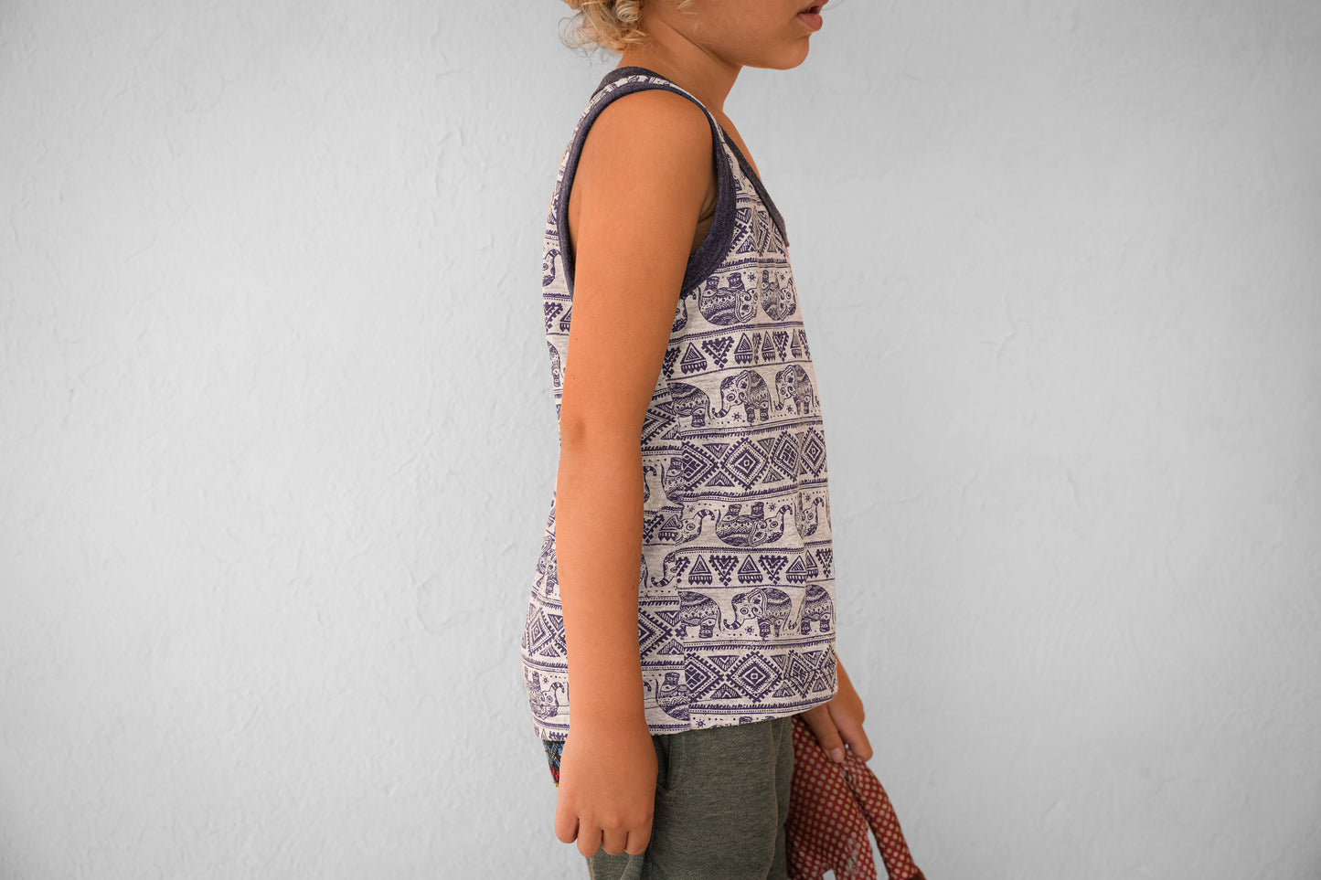 cute tank top for children with elephants in gray