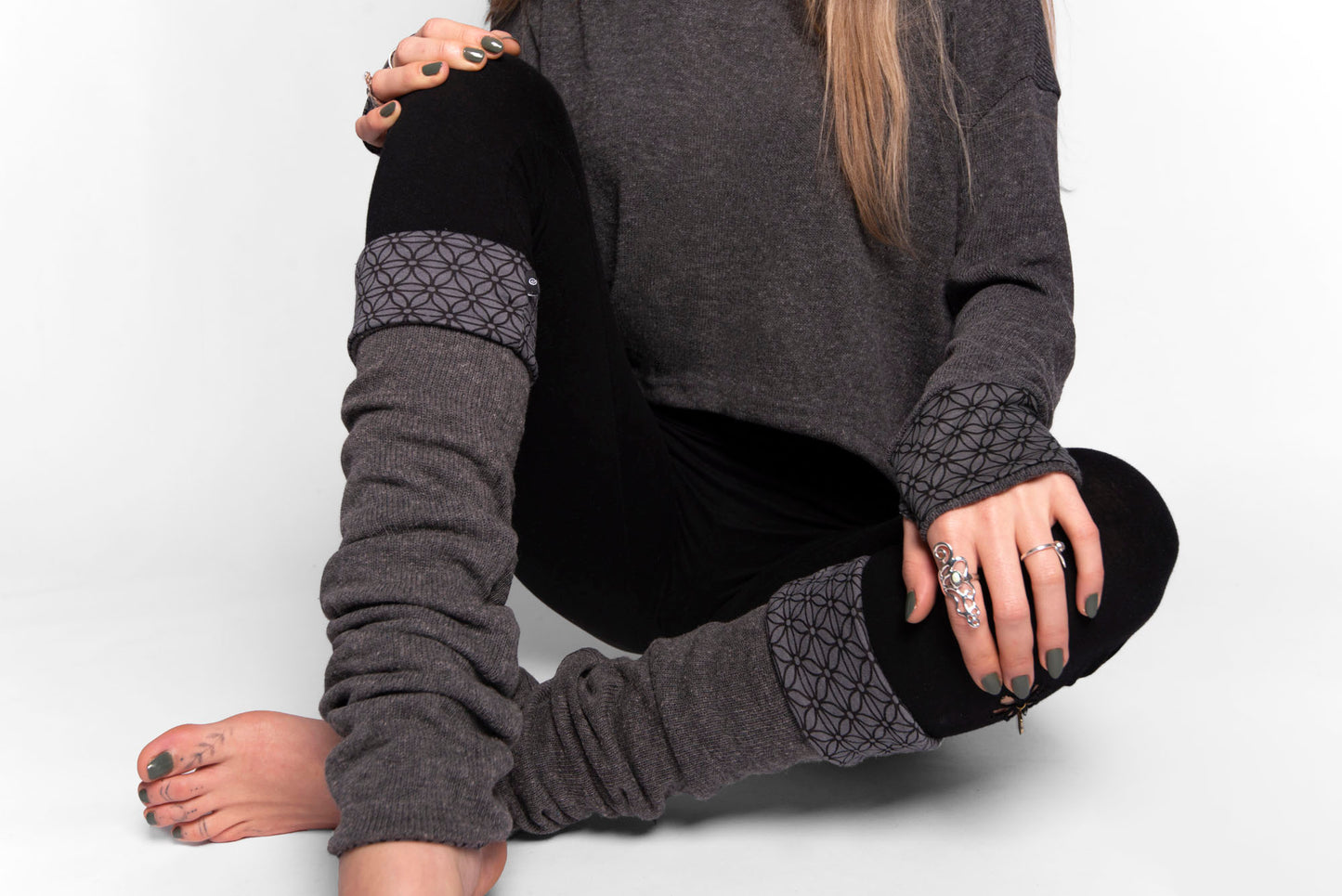 Beinstulpen zum Wenden in grau, Stulpen, Yoga Stulpen