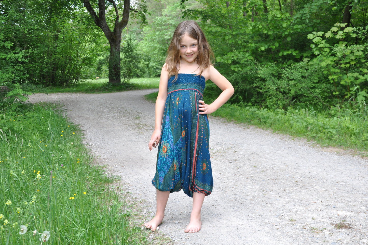 cozy Alibaba pants for children, turquoise