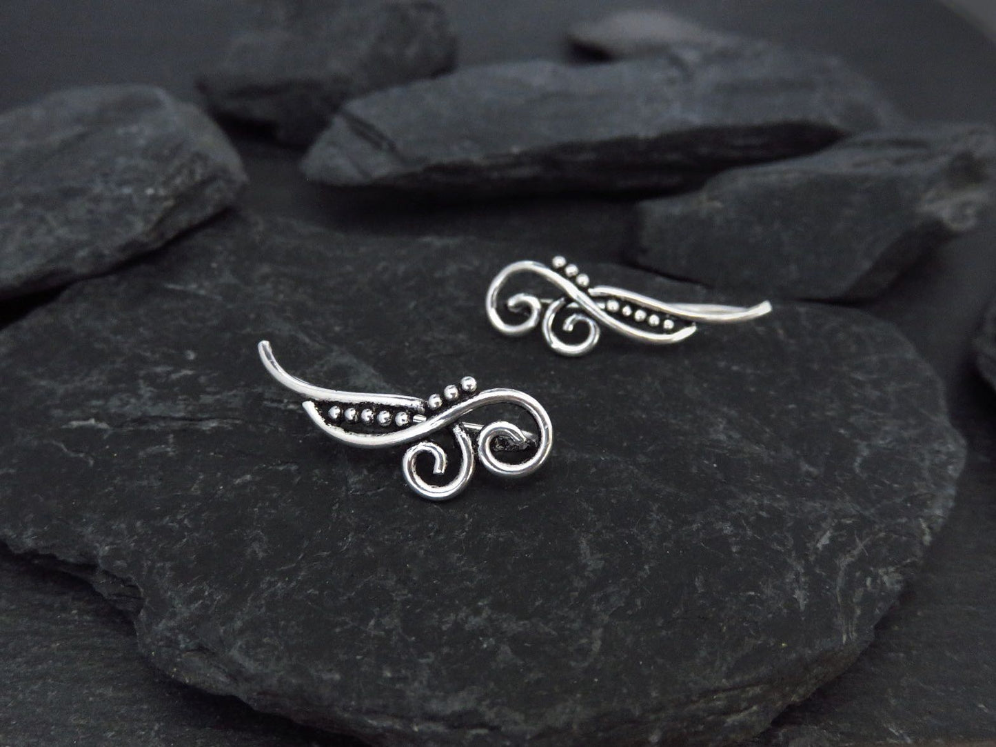 Earclimber Ohrringe zwei Spiralen aus Silber