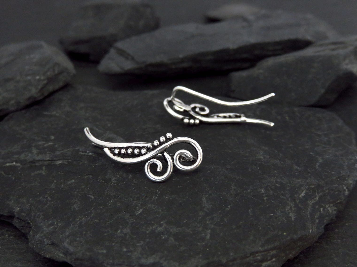 Earclimber Ohrringe zwei Spiralen aus Silber