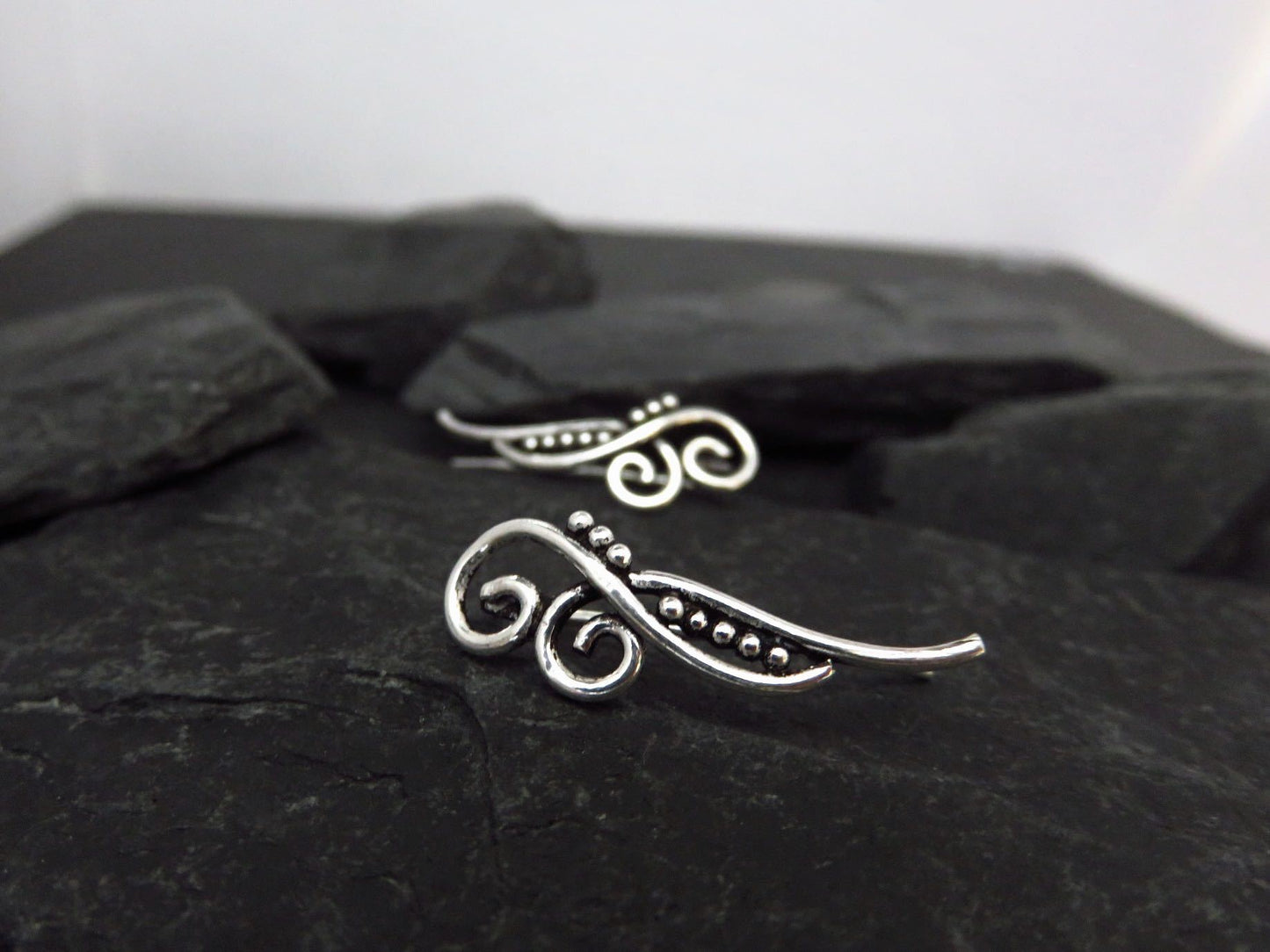 Earclimber Ohrringe zwei Spiralen aus Silber