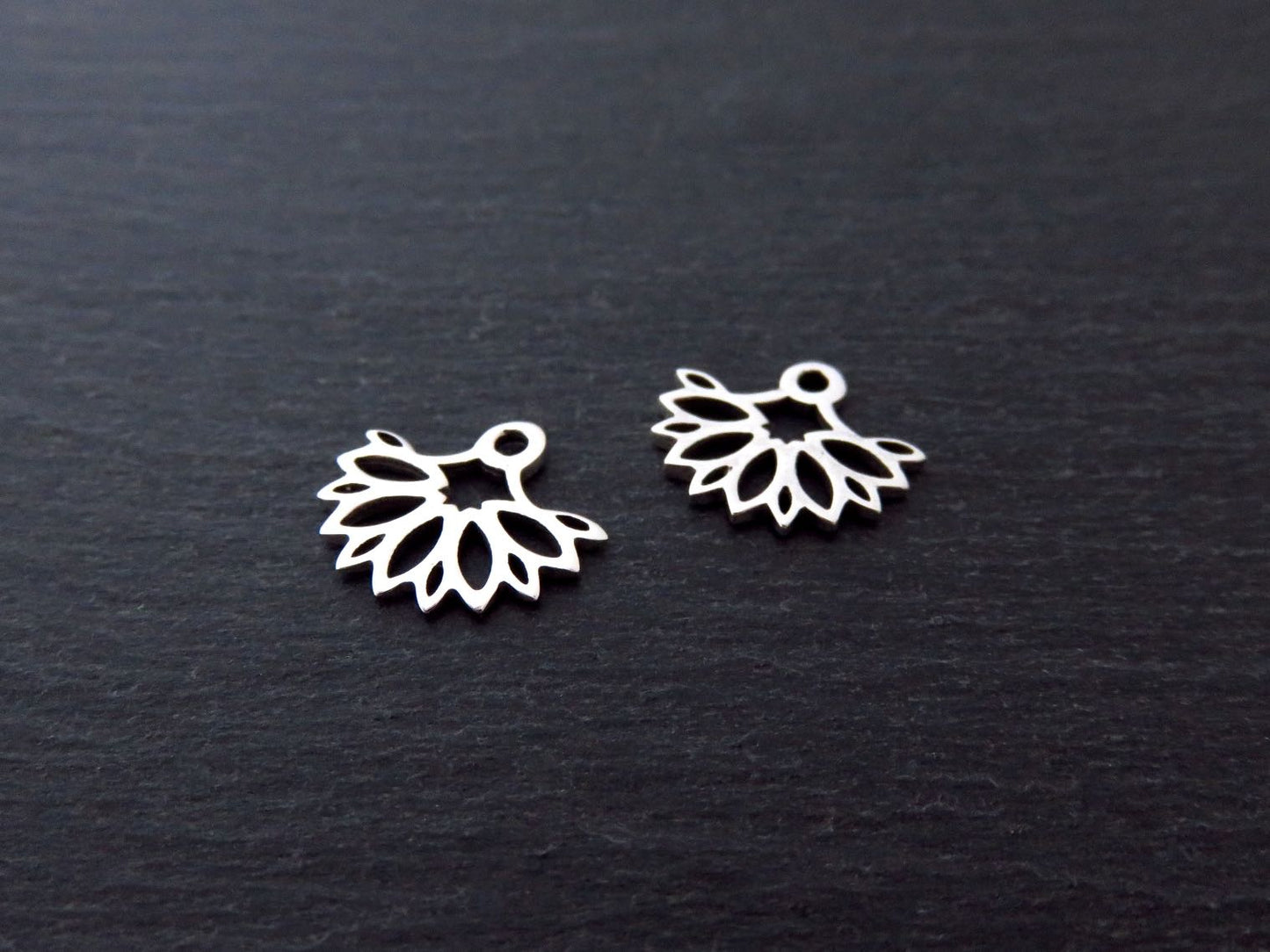 Front back stud earrings made of silver with turquoise stone