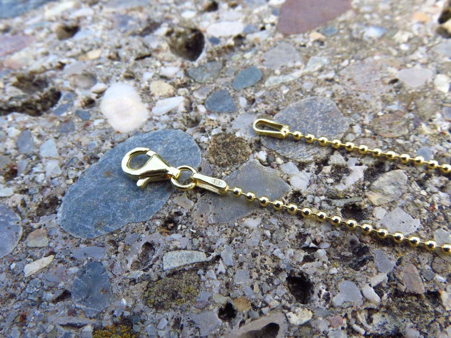Ball chain made of 925 silver, gold-plated