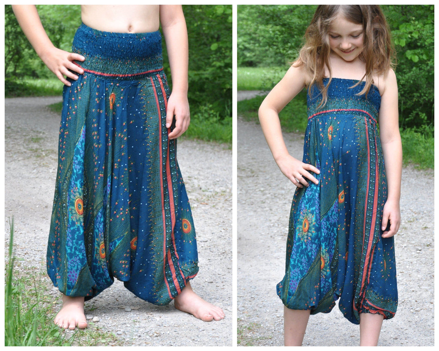 cozy Alibaba pants for children, turquoise