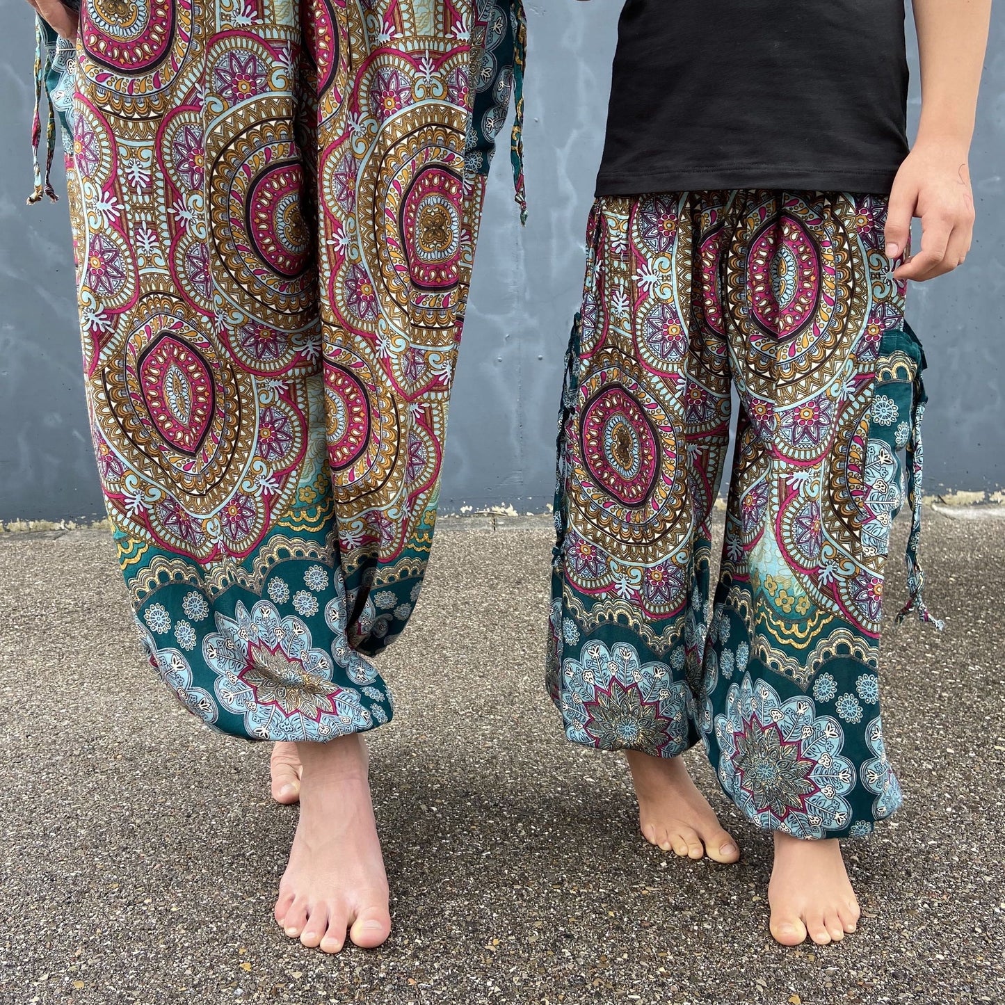 PLUS SIZE colorful patterned harem pants with pockets for adults